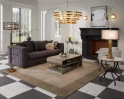 Possini Euro Design Granview Modern Table Lamp 32 1/2" Tall Brass Column Taupe Organza Outer Off White Linen Inner Drum Shade For Bedroom Living Room -Baxton Studio Sales Store GUEST f00dc396 7e97 4d21 bd9b 465361d7213e