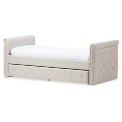Twin Swanson Modern And Contemporary Fabric Tufted Daybed With Roll-Out Trundle Guest Bed - Baxton Studio -Baxton Studio Sales Store GUEST f1442996 f3a3 4514 aa5d c30aa99eedd9