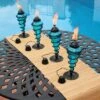 Sunnydaze Decor Sunnydaze Outdoor Tabletop Glass And Metal Swirl Patio Table And Lawn Torch Set - Blue
