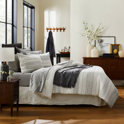 3pc Heathered Stripe Comforter Bedding Set - Hearth & Hand™ With Magnolia 3 3pc Heathered Stripe Comforter Bedding Set - Hearth & Hand™ With Magnolia - Image 3