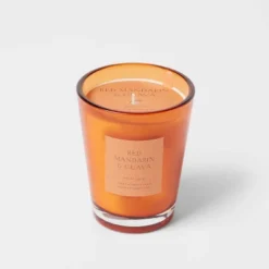 Colored Vase Glass With Dustcover Mandarin & Guava Candle Orange - Threshold™ -Baxton Studio Sales Store GUEST f690da26 0feb 4a9d 8634 caaa1172c9d3