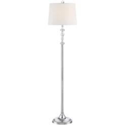 360 Lighting Montrose Modern Floor Lamps 61" Tall Set Of 2 Polished Steel Crystal Glass White Fabric Drum Shade For Living Room Bedroom Office House -Baxton Studio Sales Store GUEST f9c3eb11 eaf0 467e 8016 22b7d808d8df