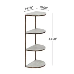 33.5" Bainville Modern Glam Handcrafted Marble Half Round Etagere Bookcase Natural White/Antique Brass - Christopher Knight Home -Baxton Studio Sales Store GUEST fb001299 deda 4e66 a94a b631d5799612