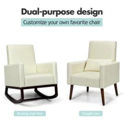 Tangkula 2-in-1 Upholstered Rocking Chair With Wood Leg & Pillow Relax Sofa Chair Light Grey/Beige/Dark Gray -Baxton Studio Sales Store GUEST fb3113fc 95e1 49e1 b4da d0d1b94e6231