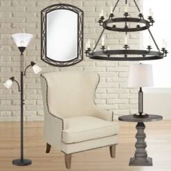 Franklin Iron Works Warwick Industrial Torchiere Floor Lamp With Side Lights 71 1/2" Tall Tiger Bronze LED Clear Seedy Glass For Living Room Reading -Baxton Studio Sales Store GUEST ff1eb94d 1f43 4ed8 a948 c21d1d6f7534